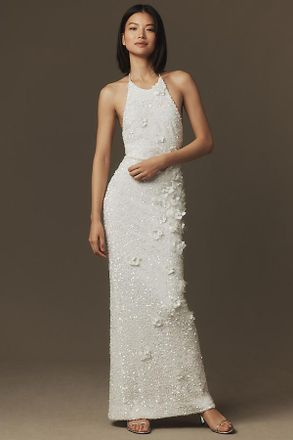 Helsi Brice Halter Sequin Column Maxi Dress