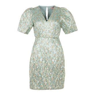 Freebird by Steven Groene Jurk Daantje-2 - Dames - Korte kleedjes - Blauw - XL - Kleedjes