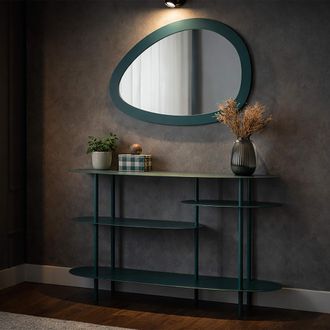 Dmora Consola Gamisi, 4 Estantes, Color Verde, Estructura Tonalidad Octanio, 10x42x132h Cm Verde Octanio