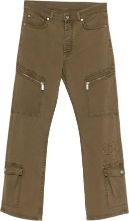 Off-white zip-pocket embroidery trousers - Groen