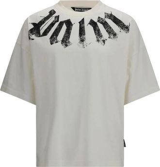Palm Angels Big Neck Logo T-shirt - Heren - T-shirts - Wit - XL - Katoen - Tops