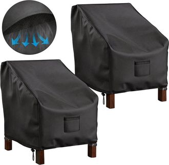 No Brand Paquete De 2 Fundas Impermeables Para Sillas De Asiento Profundo, De Tela Oxford 210d Negra, De 293036 Pulgadas