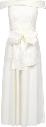 Max Mara Witte Katoenen Midi Jurk met Blote Schouders - Dames - Maxi kleedjes - Wit - M - Katoen - Kleedjes