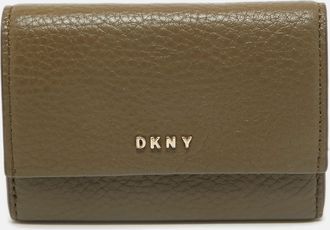 DKNY Dkny Olive Green Leather Flap Compact Wallet