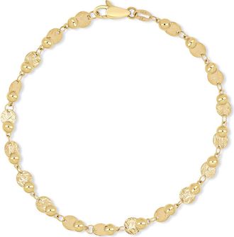 Bony Levy 14K Gold Textured Disc Bead Chain Bracelet in 14K Yellow Gold at Nordstrom, Size 6.5