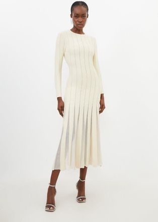 Karen Millen Filament Full Skirt Knit Midi Dress in Ivory at Nordstrom, Size X-Small
