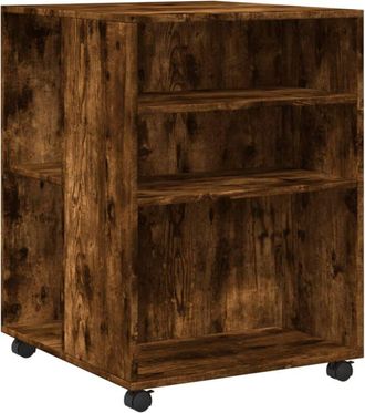 vidaXL Vidaxl - Side Table with Wheels Smoked Oak 55x60x78 cm Engineered Wood