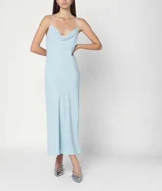 Calvin Klein Light Blue Slip Dress In Crêpe