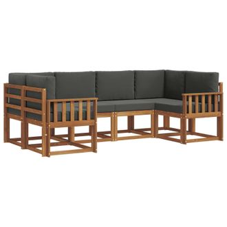 vidaXL Conjunto De Sof&aacute;s De Exterior 6 Pcs Natural Y Antracita Vidaxl