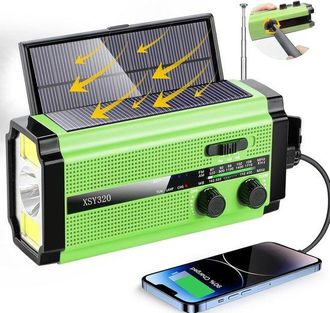 OEM Radio Port&aacute;til De Emergencia Con Cargador Usb, Panel Solar Y Linterna - Bater&iacute;a De 5000 Mah - Am/fm/noaa