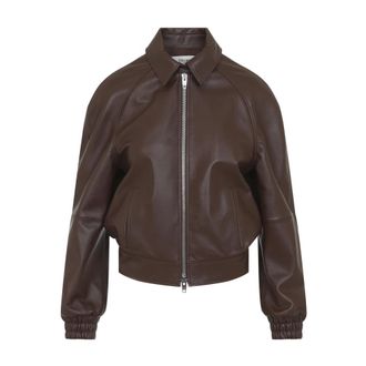 Celine Jacket in Lambskin - female - CELINE - Leather Jackets - Brown - XS - Jackets
