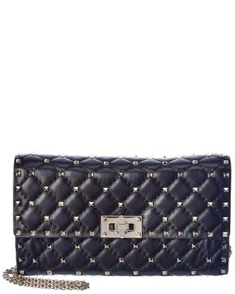 Valentino Rockstud Spike Leather Wallet On Chain