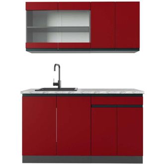 Vicco Cocina Vers&aacute;til R-line, Rojo/antracita, 140 Cm, Et M&aacute;rmol