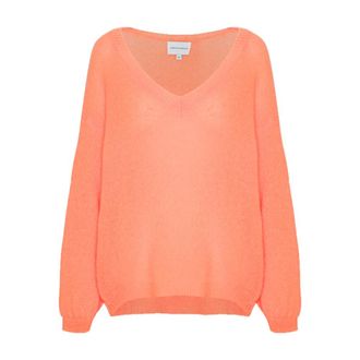 Americandreams Silja V-neck Pullover - Dames - V-hals truien - Oranje - M - Wol - Truien & Vesten