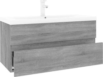 vidaXL Sink Cabinet with Built-in Basin Grey Sonoma Engineered Wood vidaXL