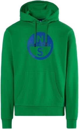 North Sails Biologische katoenen hoodie met groot logo - Heren - Hoodies - Groen - 2XL - Katoen - Hoodies & sweatvesten