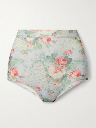 Simone Rocha Shorts In Maglia Stretch Floreale - Blu