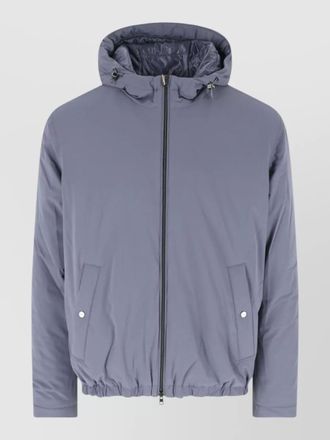 Herno hooded coat elastic hem quilted design pockets
