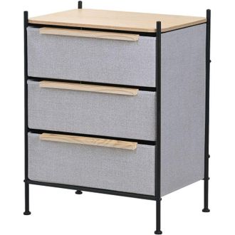 ML Design ML-Design Cassettiera con 3 Cassetti in Tessuto, Grigio 58x78x42,5 cm con Piano in MDF e Struttura in Acciaio, Comodino Moderno, Armadietto, Mobile