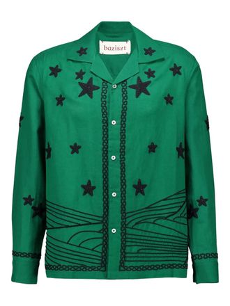 Baziszt embroidered-stars shirt - Green