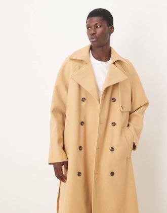 Asos Cappotto oversize effetto lana color cammello-Neutro