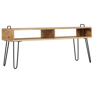 Berkfield Home TV Stand Solid Mango Wood 110x35x45 cm in Brown | Size: 110 x 35 x 45 cm