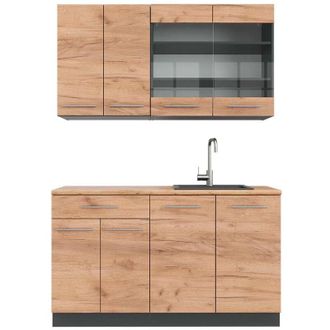 Vicco Cocina Para Solteros Fame-line, Oro Power Roble/antracita, 140 Cm, Et Roble