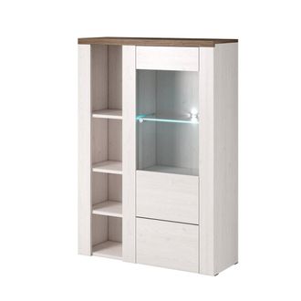 Petits Meubles Vajillero 1 puerta con led paneles de aglomerado madera y blanco