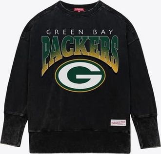 Mitchell & Ness Womens Mitchell & Ness Black Green Bay Packers Delineate Mineral Wash Crewneck Sweatshirt at Nordstrom, Size Xx-Large