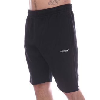 Off-white Mens Off White Diagonal Helvetica Sweat Shorts in Black-White - Size X-Small