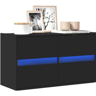 vidaXL Vidaxl - Mobile tv a Parete con Luci led Nero 80x31x45 cm