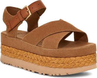 UGG Aubrey Ankle Strap Platform Sandal in Chestnut at Nordstrom Rack, Size 7.5