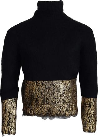 Dolce & Gabbana Zwarte Mohair Coltrui Trui - Heren - Coltruien - Zwart - XS - Truien & Vesten