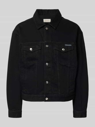 Calvin Klein Jeans Jeansjacke mit Brusttaschen und Label-Detail in Black, Gr&ouml;&szlig;e XXL
