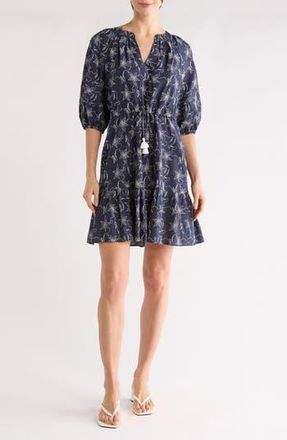 Vince Camuto Novelty Floral Balloon Sleeve Woven Dress in Navy at Nordstrom Rack, Size 12