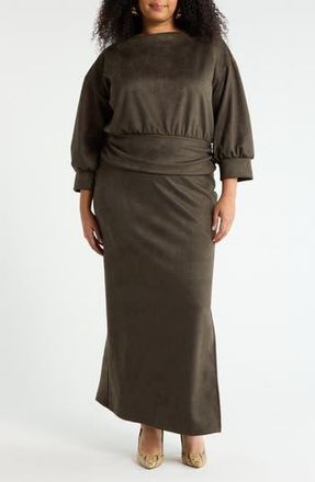 Renee C Faux Suede Maxi Dress in Olive at Nordstrom Rack, Size 3 X
