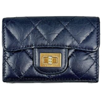 Chanel Navy Leather Wallet (Tri-Fold) (Pre-Owned)