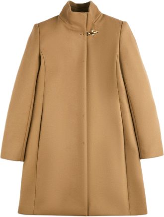 Fay Tailored High Collar Concealed Knee-Length Coat