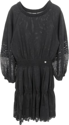 Chanel 1986-1988 lace-trim dress - Grey