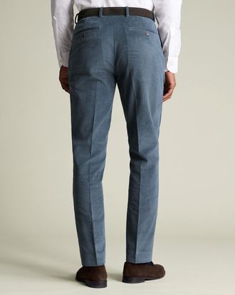 CHARLES TYRWHITT Corduroy Stretch Trousers - Steel Blue Size 30/30 by Charles Tyrwhitt