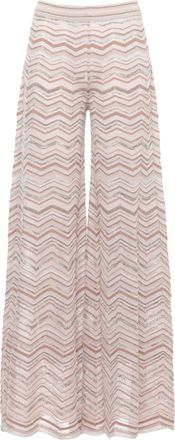 D.exterior Beige Lurex Geometric Straight-Leg Pants