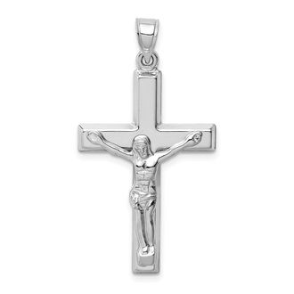 Diamond2Deal 14k White Gold Polished Crucifix Pendant