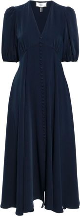 Nissa decorative-buttons flared midi dress - women - Polyester - 36 - Blue
