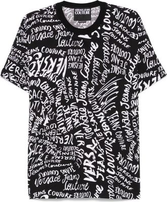 Versace Jeans Couture Zwart Logo Print Crew Neck T-shirt - Heren - T-shirts - Zwart - S - Tops