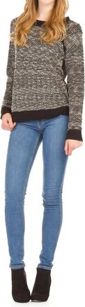 Papillon Heathered Knit Raglan Sweater In Black