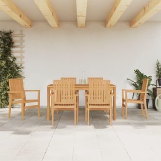 Berkfield Home 7 Piece Garden Dining Set Solid Wood Teak in Brown