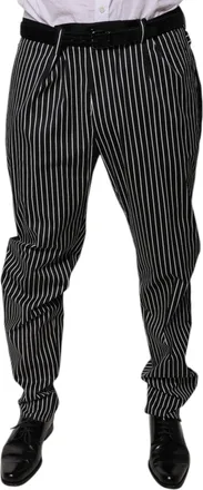 Dolce & Gabbana Black Stripes Skinny Dress Mens Pants (Pre-Owned)