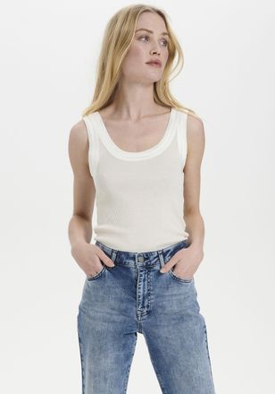 Saint Tropez Tanktop SAINT TROPEZ SZ-MAYA TANK TOP, Damen, Gr. M (38), blau (ice), Jersey, Obermaterial: 70% Baumwolle, 30% Seide, unifarben, figurbetont h&uuml;ftlang,