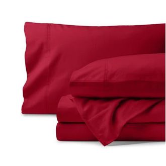 Bare Home 100% Organic Cotton Flannel Sheet Set in Red at Nordstrom, Size Twin X-Long