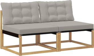 vidaXL Sof&aacute; Intermedio De Exterior Madera De Acacia S&oacute;lida Blanco Vidaxl